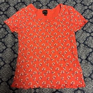 Floral Coral Top